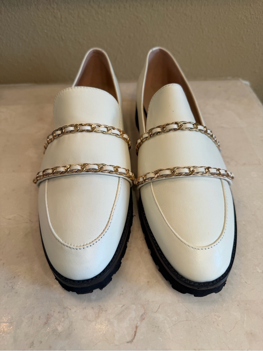 Karl Lagerfeld Irene Women's White Chain-Trim Loafers